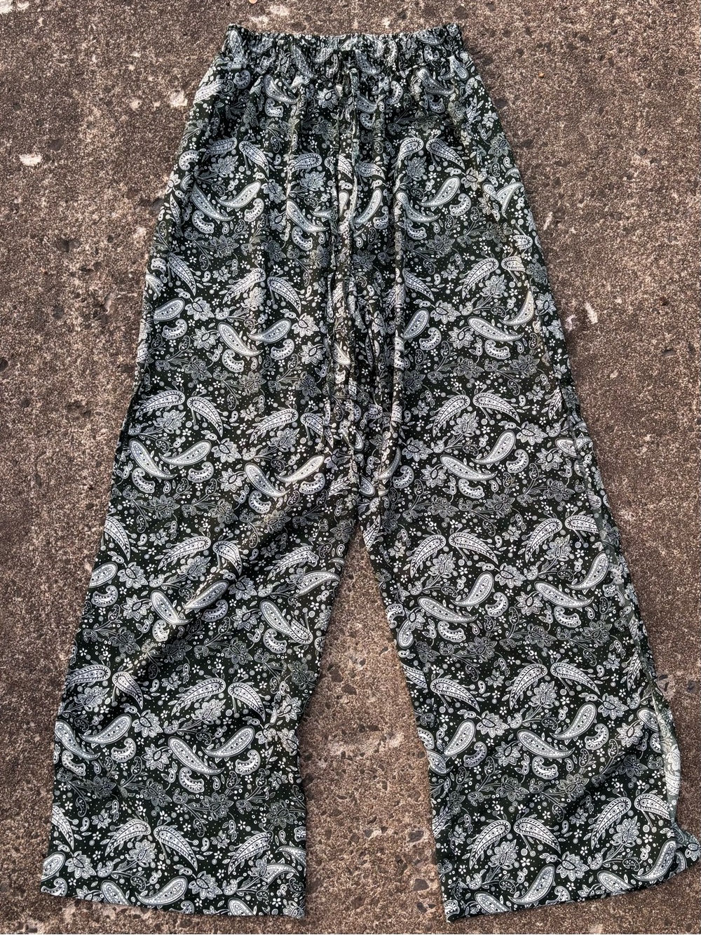 Green  Paisley Wide Leg Lounge Pants